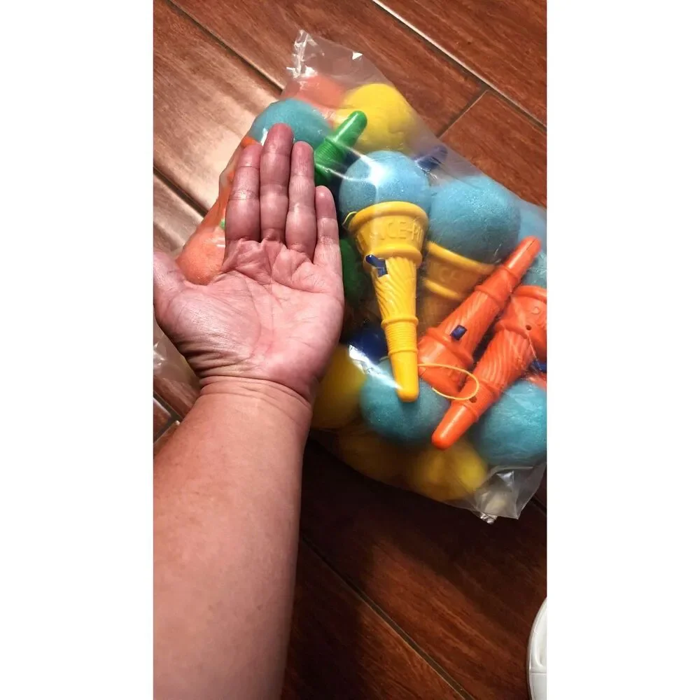 27 Pack Ice Cream Shooters,7 Inch Foam Ball Launchers, Ice Cream Cone w/ String